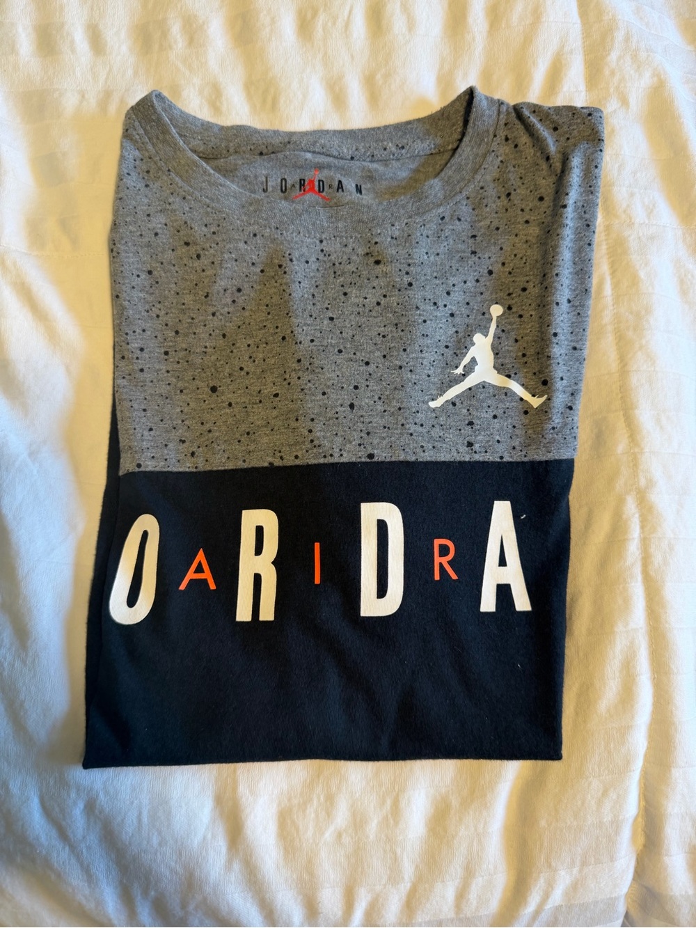 Jordan Kids Grey, Black & Orange Block Logo Tee